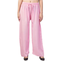 Generic Women's Plus Size Relaxed Fit Viscose Rayon Palazzo Trousers (Pink)