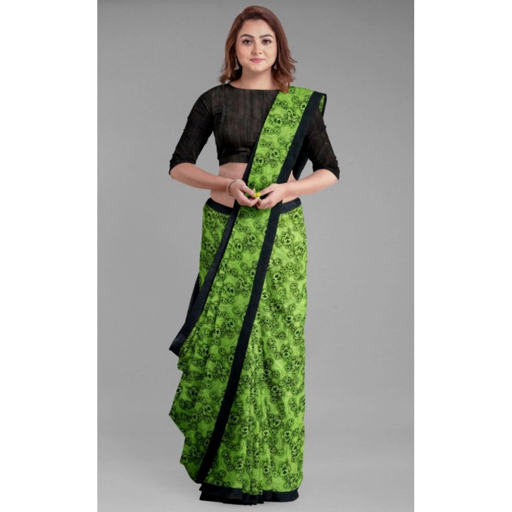 Generic Women's Super Line Saree with Blouse (Green, 5-6 Mtrs)