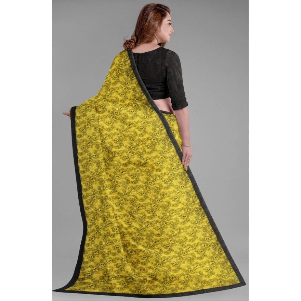 Generischer Super Line Sari mit Bluse für Damen (Gelb, 5–6 Meter)