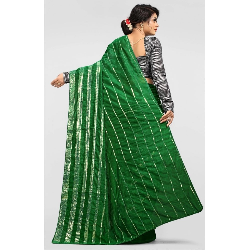 Generischer Vichitra-Sari mit Bluse für Damen (Grün, 5–6 Meter)