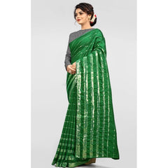 Generic Women's Vichitra Saree with Blouse (Green, 5-6 Mtrs)