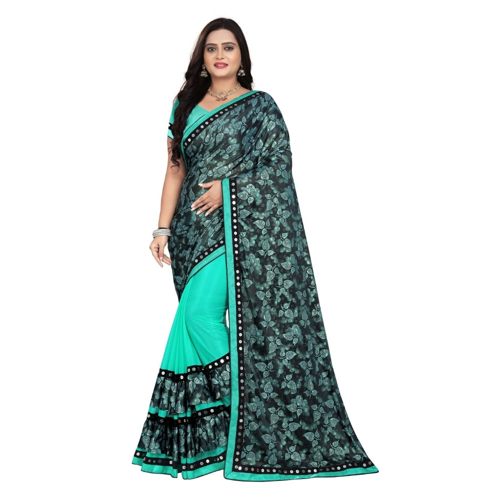 Generic Women's Lycra Blend Saree with Blouse (Rama, 5-6 Mtrs)