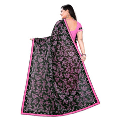 Generic Women's Lycra Blend Saree with Blouse (Pink, 5-6 Mtrs)