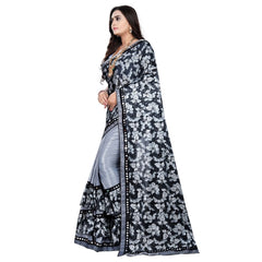 Generic Women's Lycra Blend Saree with Blouse (Grey, 5-6 Mtrs)