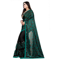 Generic Women's Lycra Blend Saree with Blouse (Green, 5-6 Mtrs)