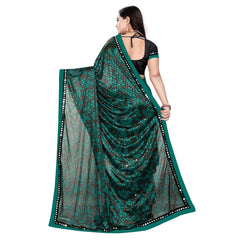 Generic Women's Lycra Blend Saree with Blouse (Green, 5-6 Mtrs)