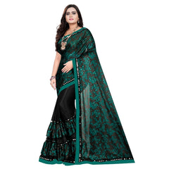 Generic Women's Lycra Blend Saree with Blouse (Green, 5-6 Mtrs)