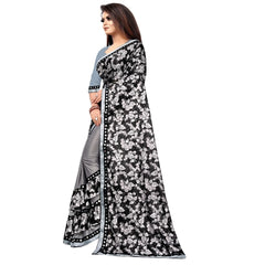 Generic Women's Lycra Blend Saree with Blouse (Grey, 5-6 Mtrs)