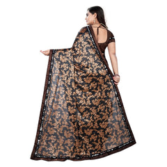 Generic Women's Lycra Blend Saree with Blouse (Coffee, 5-6 Mtrs)