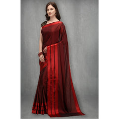 Generischer Satin-Seiden-Sari mit Bluse für Damen (Rot, 5–6 m)