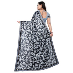 Generic Women's Lycra Blend Saree with Blouse (Grey, 5-6 Mtrs)