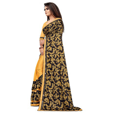 Generic Women's Lycra Blend Saree with Blouse (Mustard, 5-6 Mtrs)