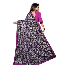 Generic Women's Lycra Blend Saree with Blouse (Purple, 5-6 Mtrs)