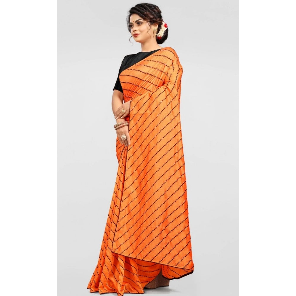 Generischer Vichitra-Sari mit Bluse für Damen (Orange, 5–6 m)