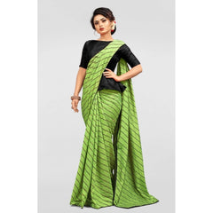 Generic Women's Vichitra Saree with Blouse (LightGreen, 5-6 Mtrs)