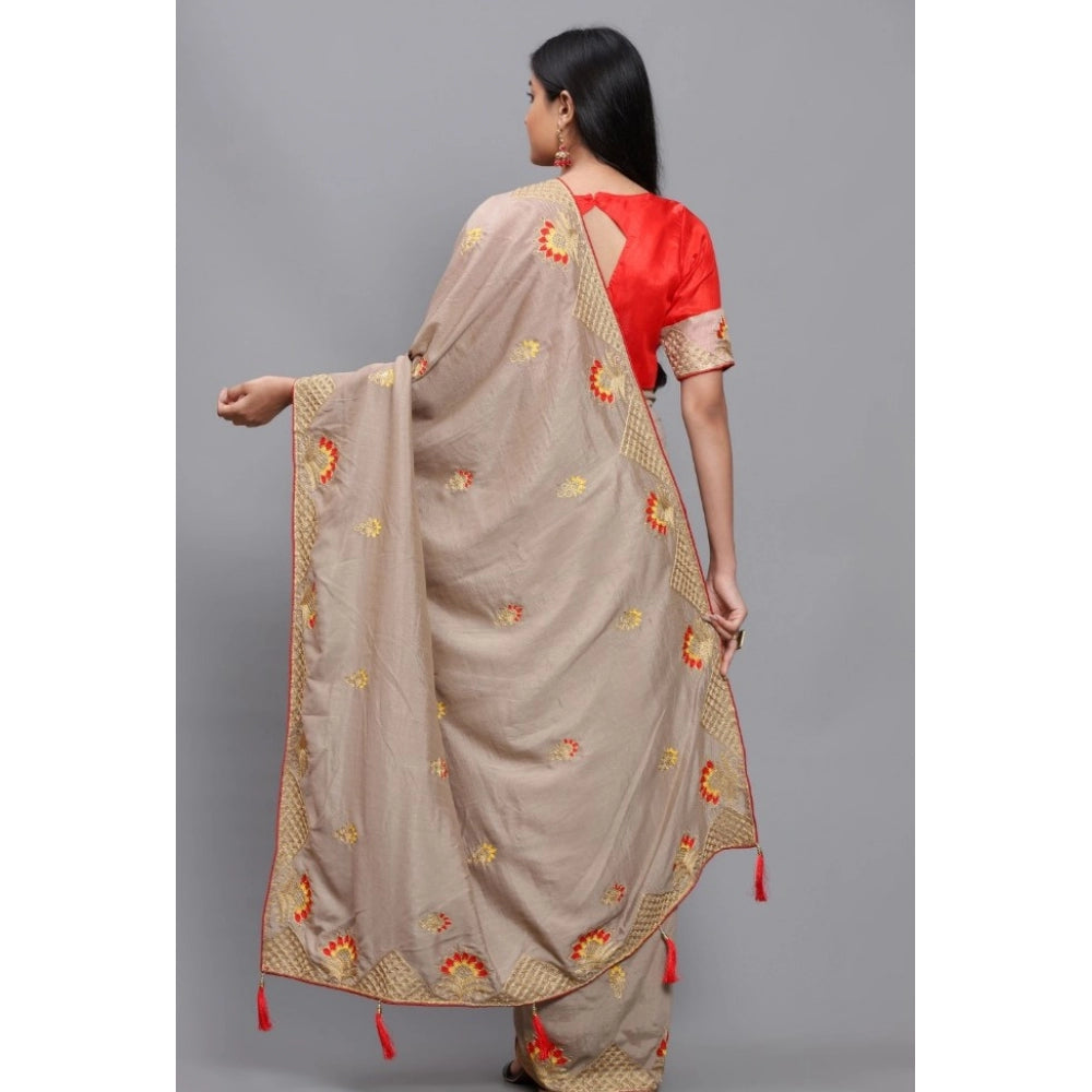 Generisches Vichitra-Sari mit Bluse für Damen (Chiku, 5–6 m)