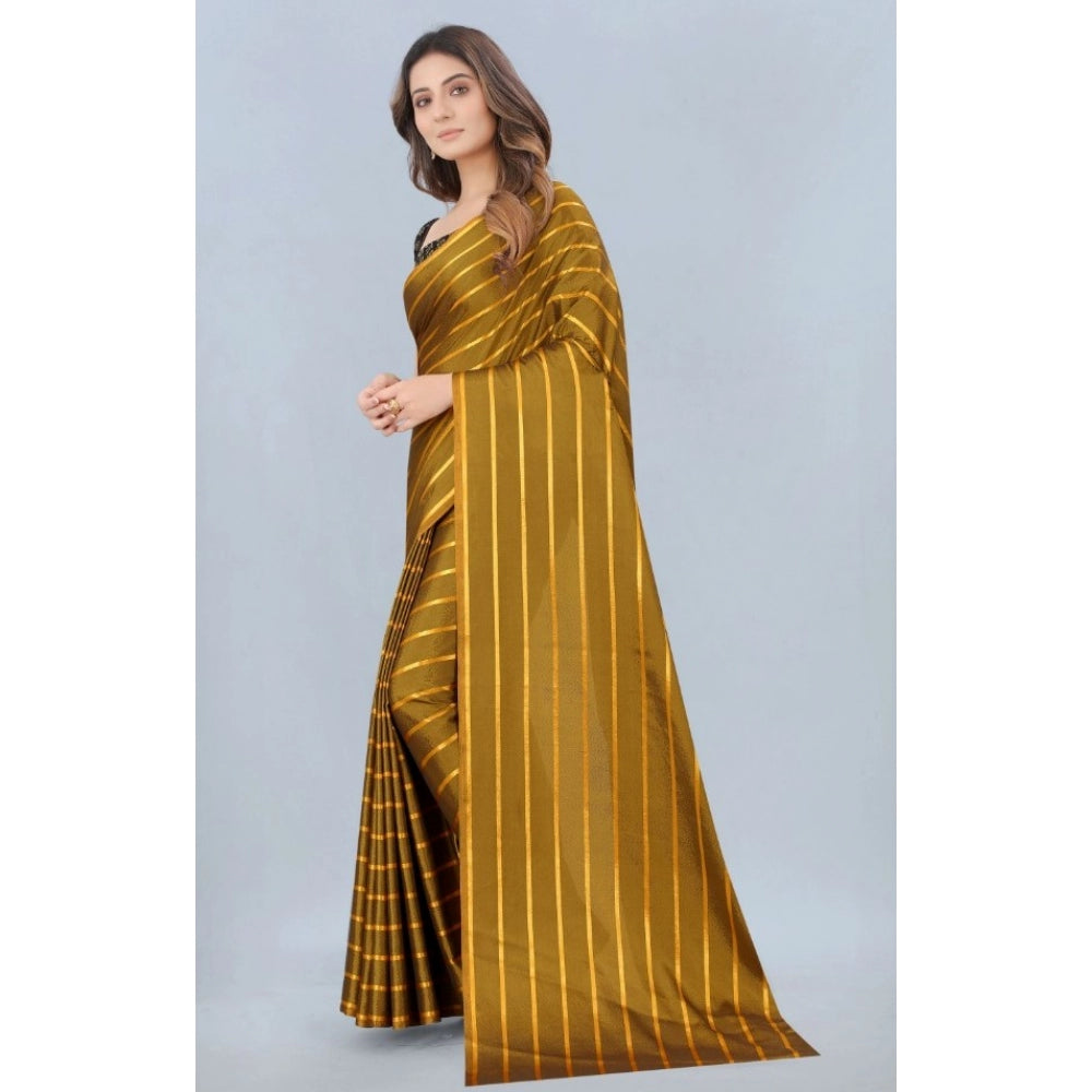 Generic Women's Satin Silk Saree with Blouse (Mustard, 5-6 Mtrs)