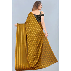 Generic Women's Satin Silk Saree with Blouse (Mustard, 5-6 Mtrs)