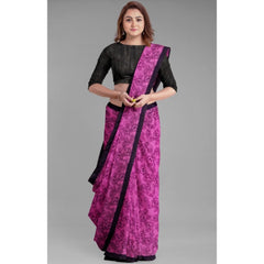 Generic Women's Super Line Saree with Blouse (Pink, 5-6 Mtrs)