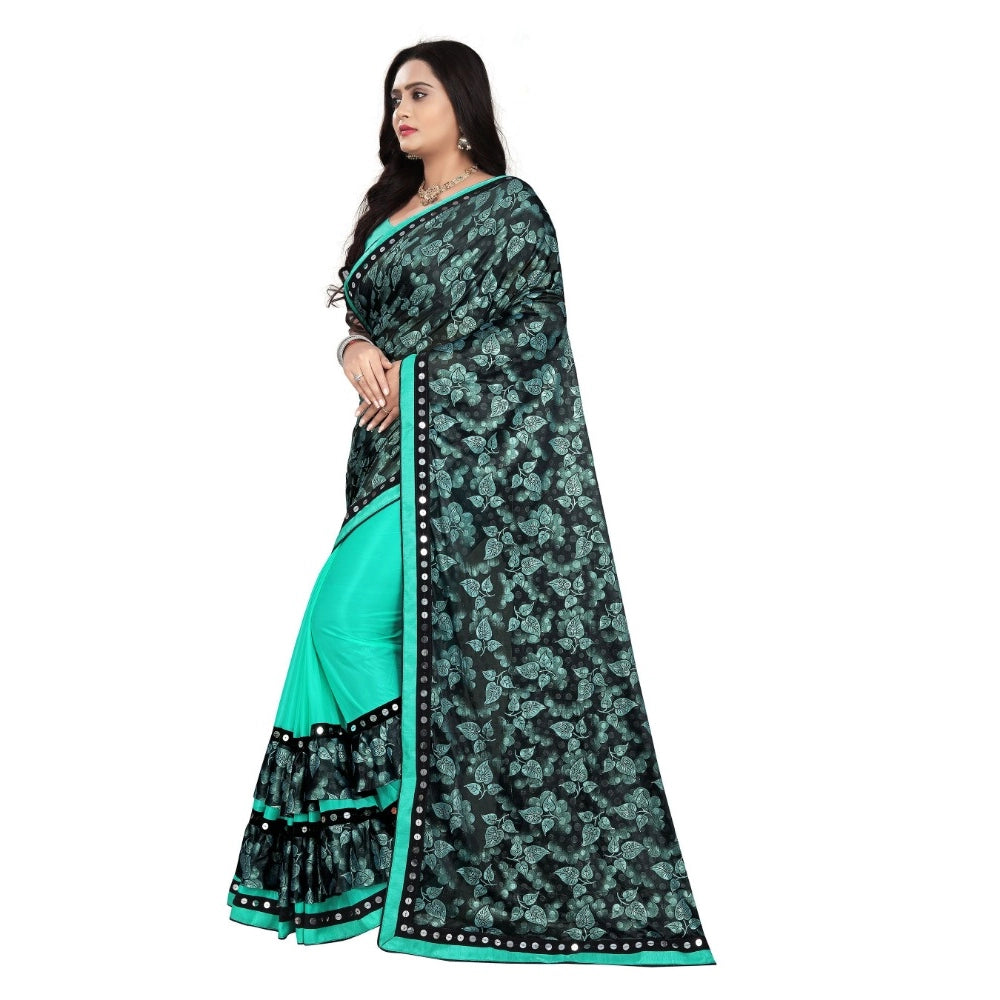 Generic Women's Lycra Blend Saree with Blouse (Rama, 5-6 Mtrs)