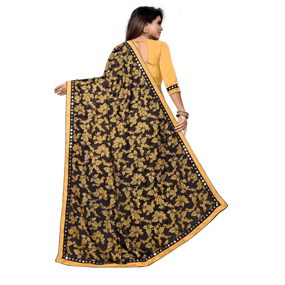 Generic Women's Lycra Blend Saree with Blouse (Mustard, 5-6 Mtrs)