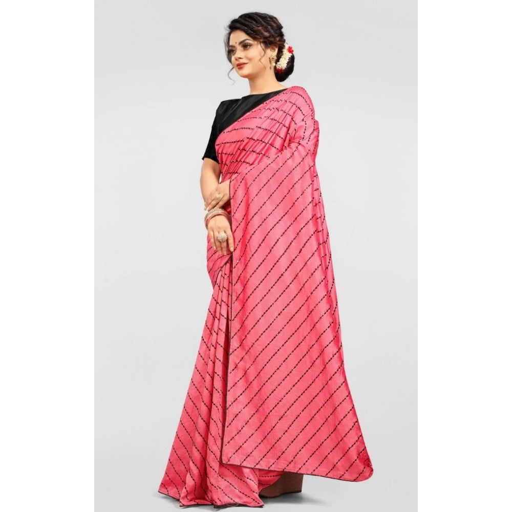 Generic Women's Vichitra Saree with Blouse (Gajari, 5-6 Mtrs)