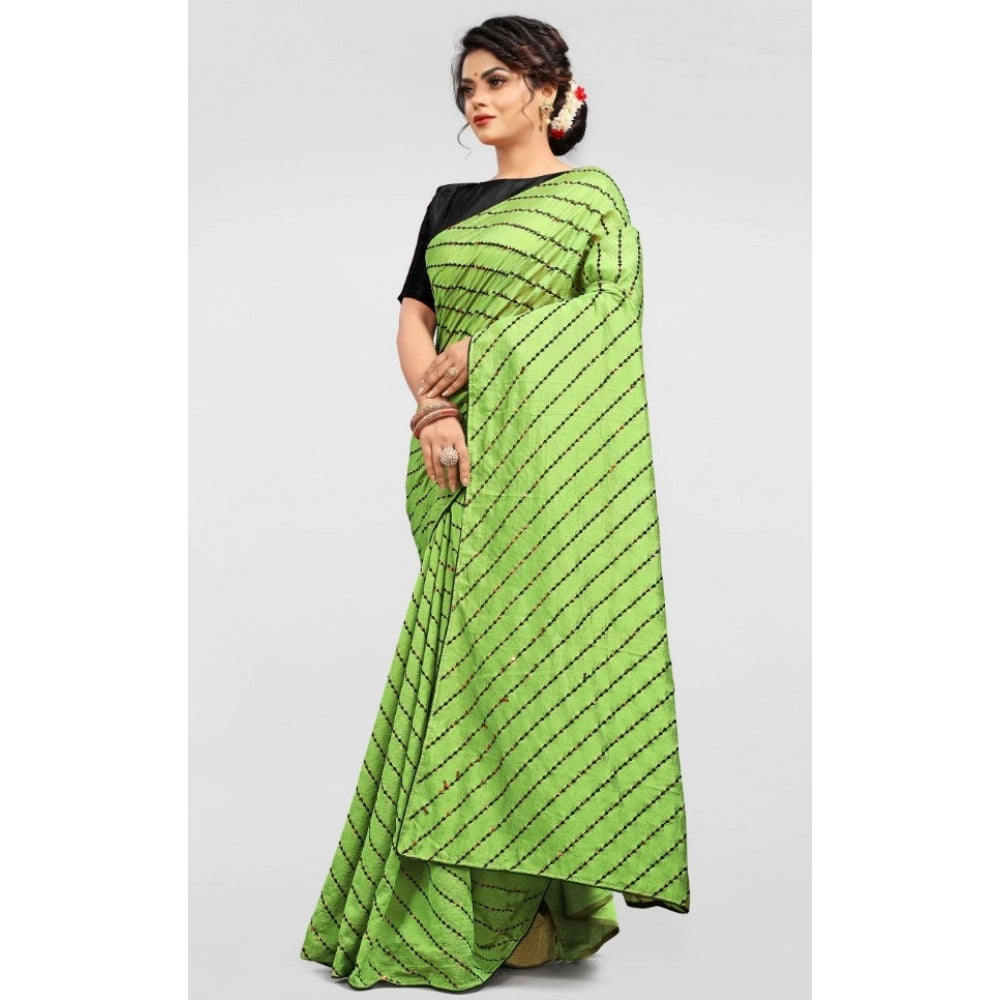 Generisches Vichitra-Sari mit Bluse für Damen (Hellgrün, 5–6 m)