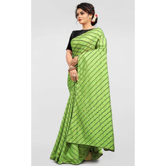 Generic Women's Vichitra Saree with Blouse (LightGreen, 5-6 Mtrs)