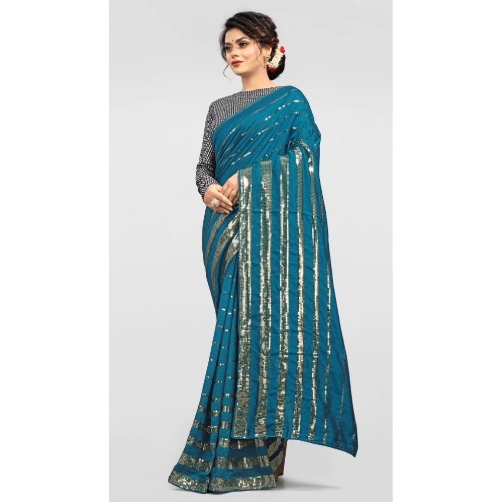 Generischer Vichitra-Sari mit Bluse für Damen (Rama, 5–6 m)