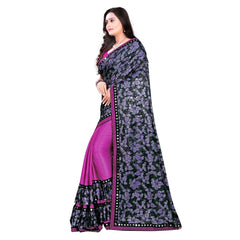 Generic Women's Lycra Blend Saree with Blouse (Purple, 5-6 Mtrs)