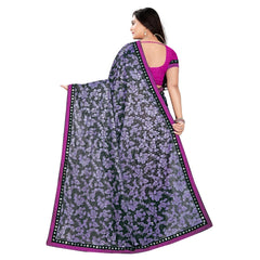 Generic Women's Lycra Blend Saree with Blouse (Purple, 5-6 Mtrs)