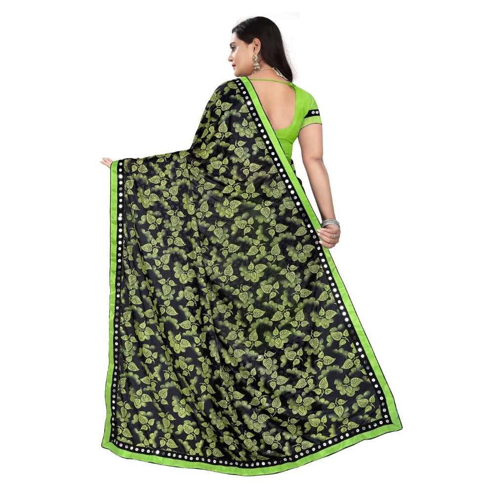 Generic Women's Lycra Blend Saree with Blouse (Pista, 5-6 Mtrs)