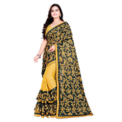 Generic Women's Lycra Blend Saree with Blouse (Mustard, 5-6 Mtrs)