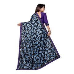 Generic Women's Lycra Blend Saree with Blouse (Blue, 5-6 Mtrs)