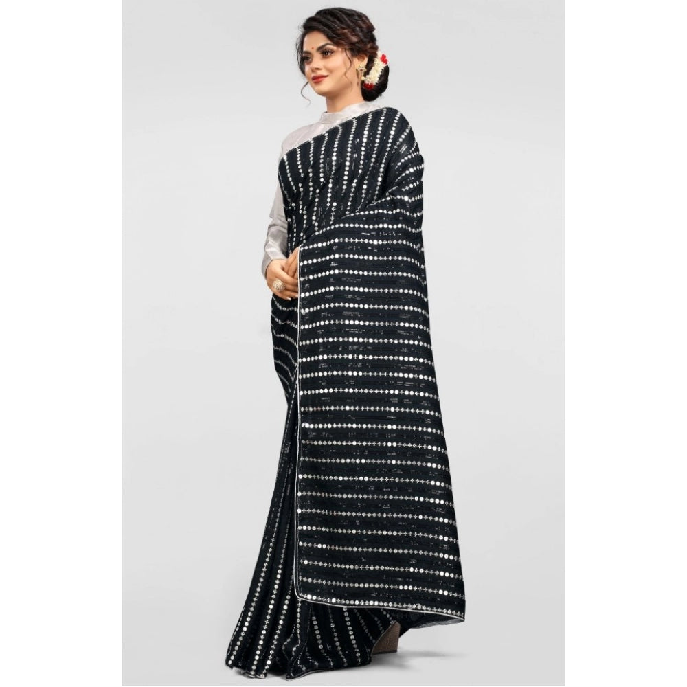 Generischer Vichitra-Sari mit Bluse für Damen (Silber, 5–6 m)