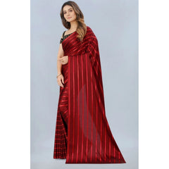 Generischer Satin-Seiden-Sari mit Bluse für Damen (Rot, 5–6 m)