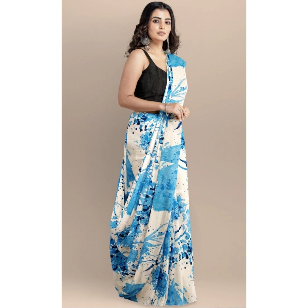 Generic Women's Joya Silk Saree with Blouse (Sky, 5-6 Mtrs)