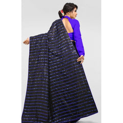 Generischer Vichitra-Sari mit Bluse für Damen (Blau, 5–6 m)