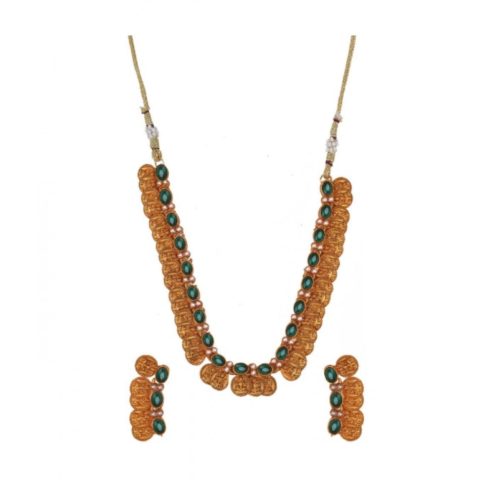 Generisches elegantes Schmuck-Chowker-Set in Münzform von Laxmi für Damen (Grün, Einheitsgröße)