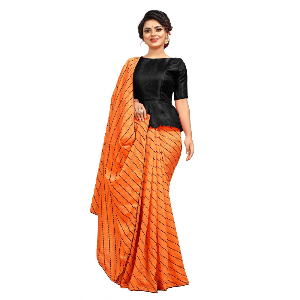 Generischer Vichitra-Sari mit Bluse für Damen (Orange, 5–6 m)