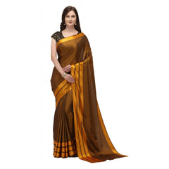 Generic Women's Satin Silk Saree with Blouse (Mustard, 5-6 Mtrs)