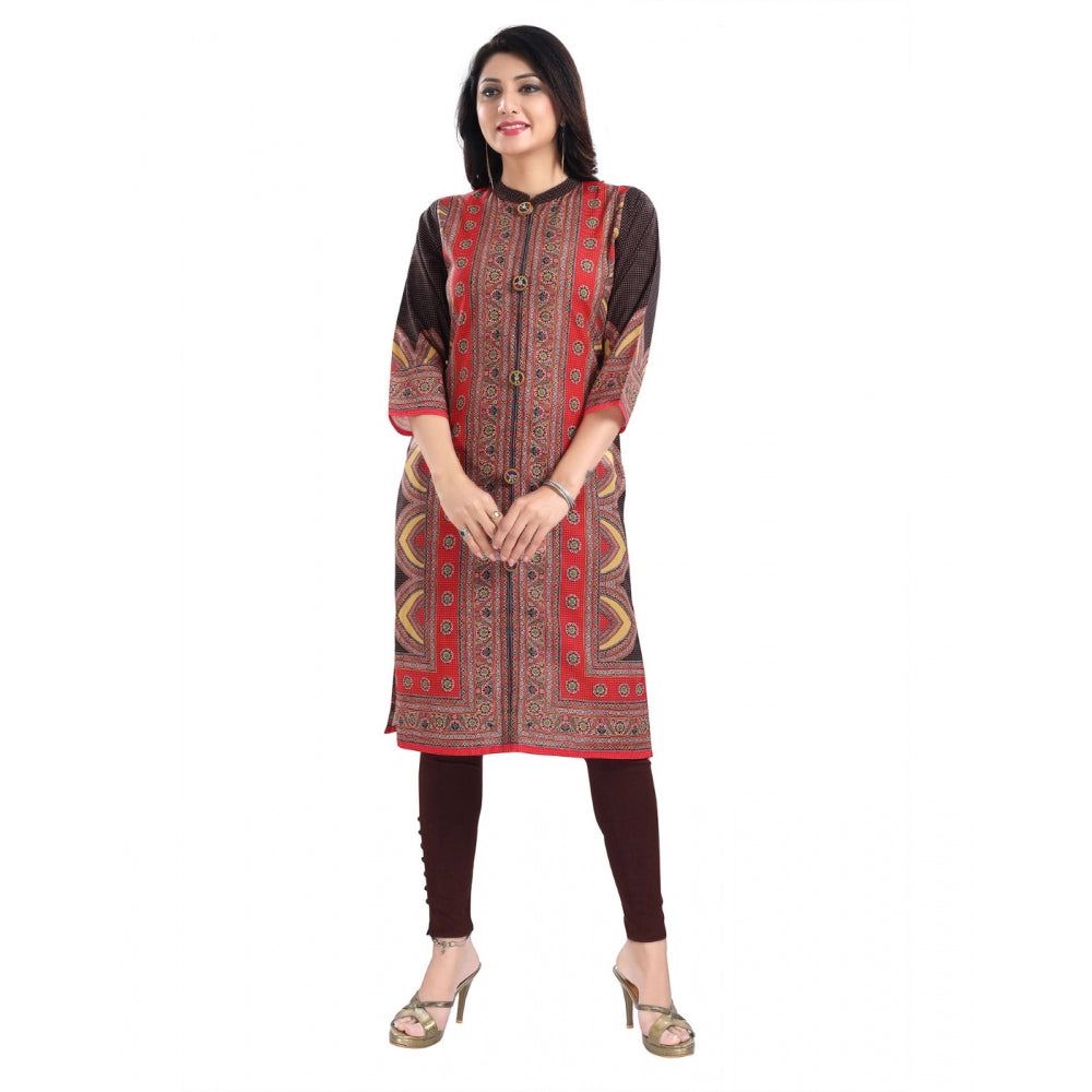 Generic Women's 3/4th Sleeve Cotton Blend Tunic Long Kurti (Multicolor)