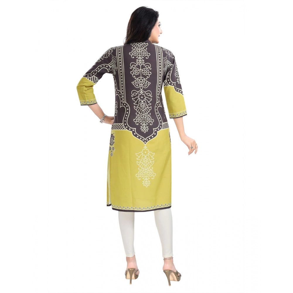 Generic Women's 3/4th Sleeve Cotton Blend Tunic Long Kurti (Multicolor)