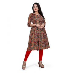 Generic Women's Rayon Foil Printed Straight Kurti (Multi Color)