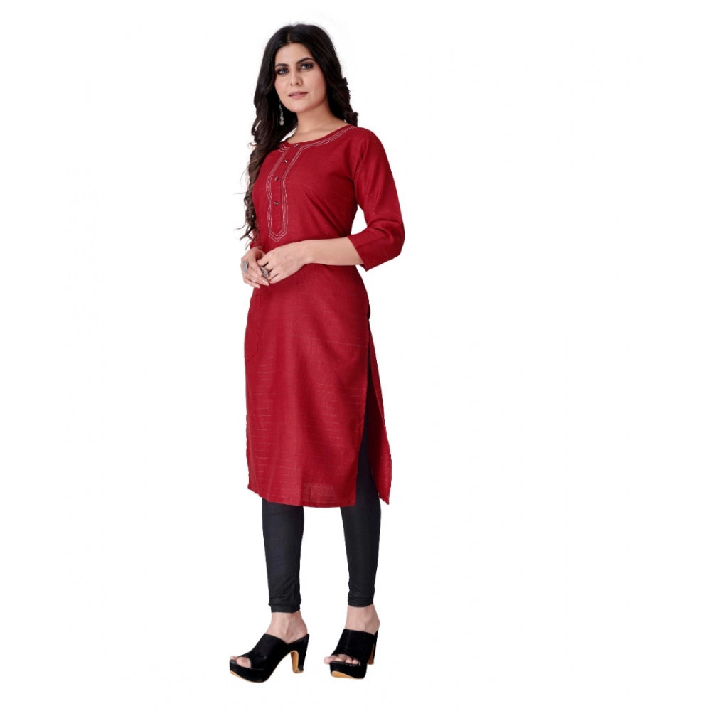 Generisches, gerades Kurti aus Baumwollspinnerei mit Aufdruck für Damen (rot)