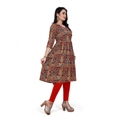 Generic Women's Rayon Foil Printed Straight Kurti (Multi Color)