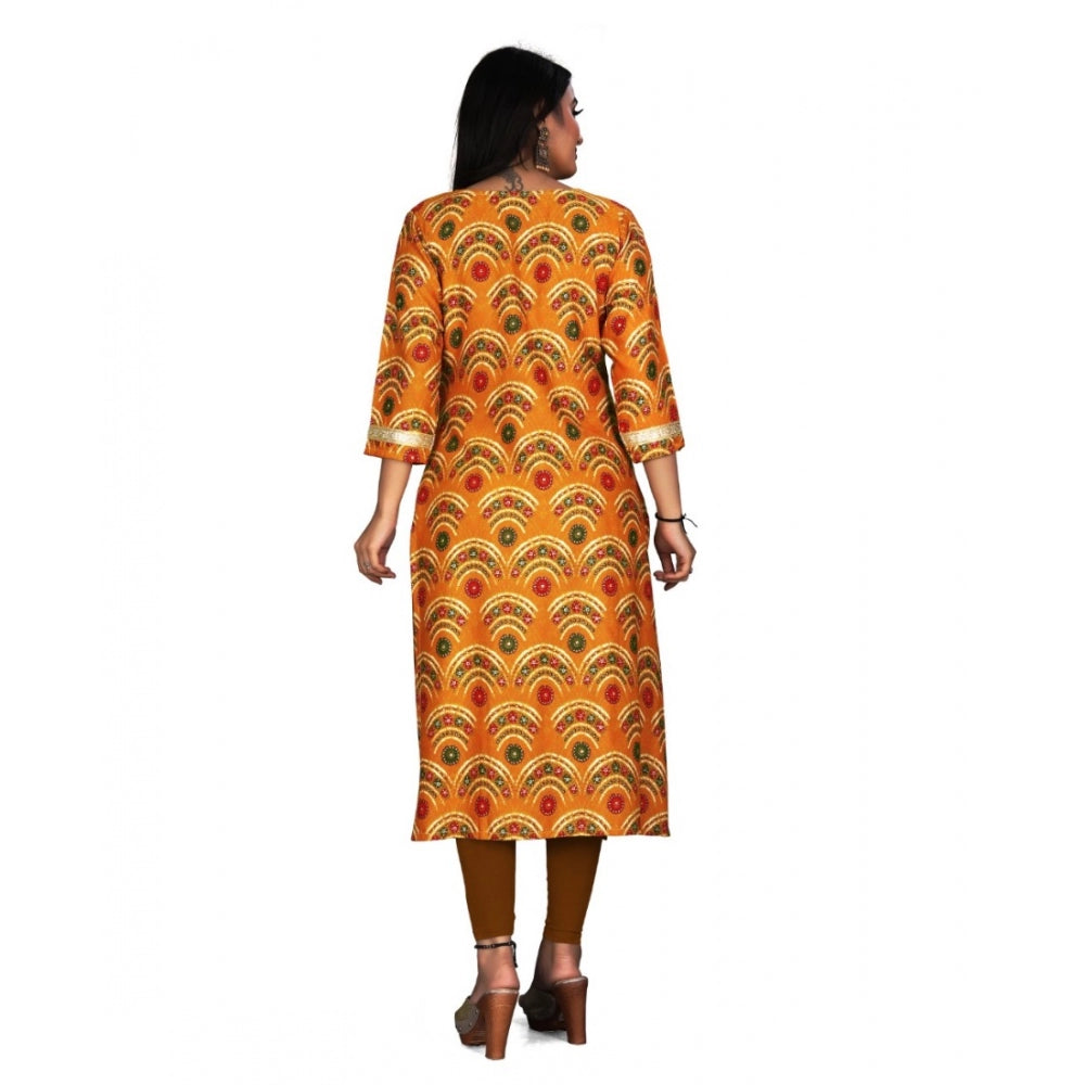 Generisches Damen-Kurti aus Viskose mit Foliendruck (Senfgelb)