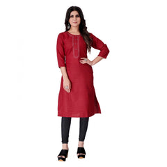 Generisches, gerades Kurti aus Baumwollspinnerei mit Aufdruck für Damen (rot)