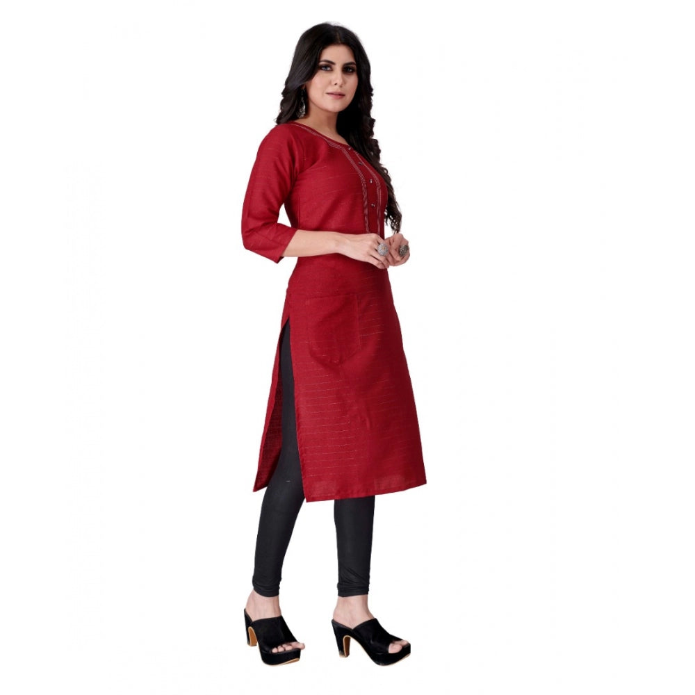 Generisches, gerades Kurti aus Baumwollspinnerei mit Aufdruck für Damen (rot)