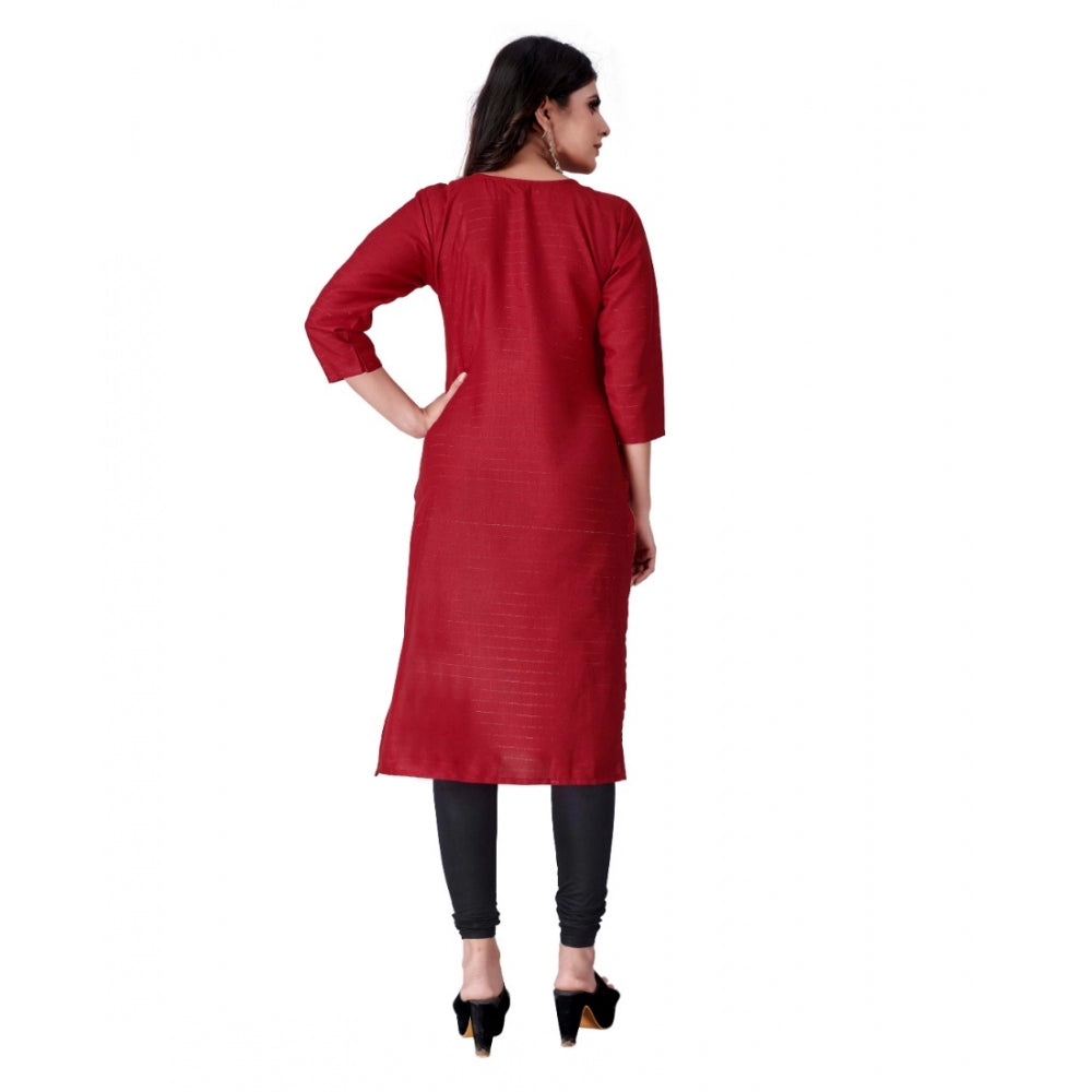 Generic Women's Cotton Mill Printed  Straight Kurti (Red)